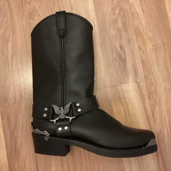 Dingo Black Leather Men's Motorcycle Boots NWOT Sz. 11 - Picture 2 of 4